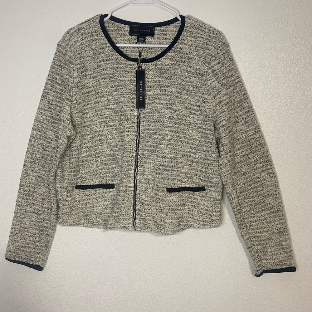 Metaphor Black and White Textured Blazer - Picture 4 of 16